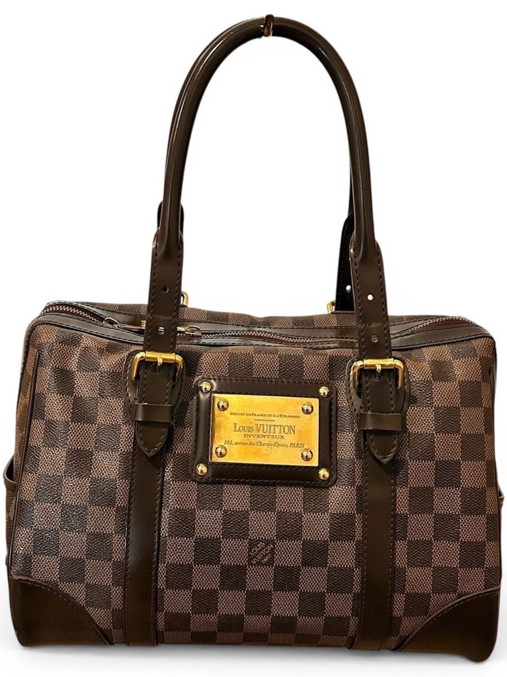 Louis Vuitton Berkeley Damier Ebene Tote with Gold Hardware